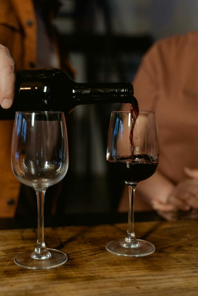 Pouring of wine