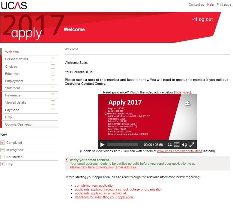 UCAS application oxford