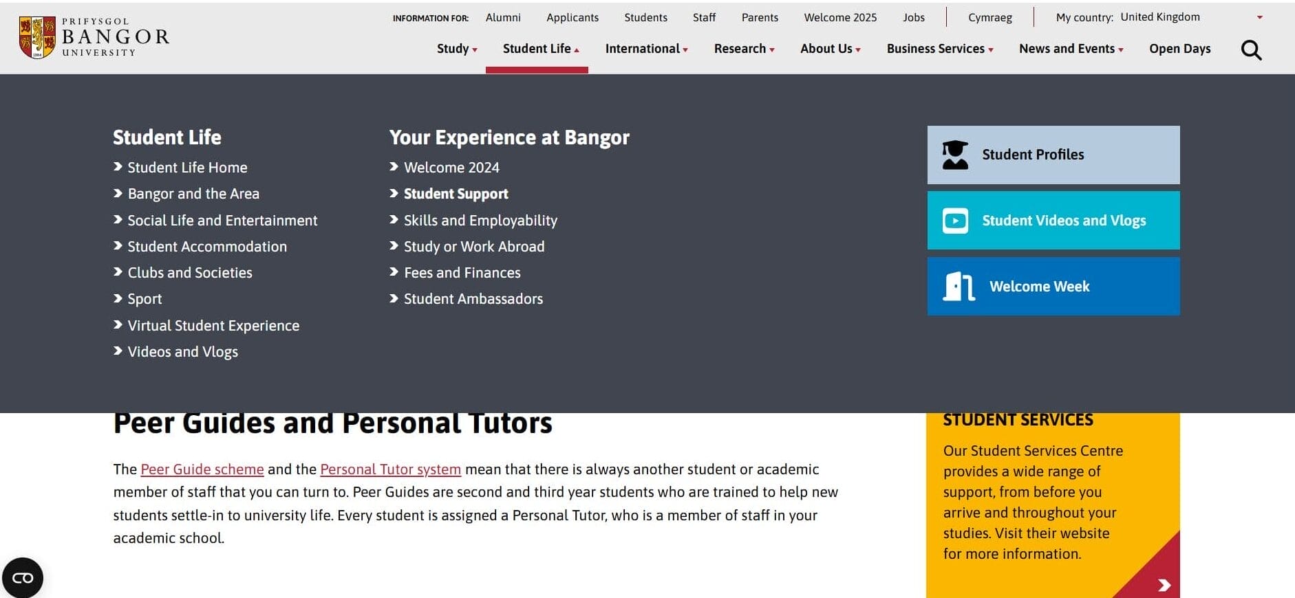 Support at Bangor University